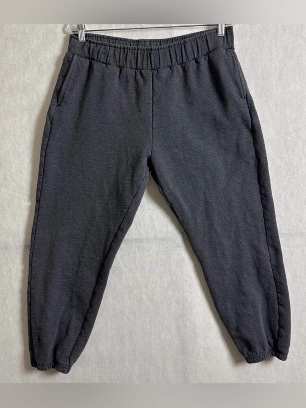 Pact Charcoal Gray Organic Cotton Brushed Fleece Cropped Jogger Sweatpants Large